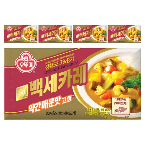 오뚜기 백세카레 고형 약간매운맛, 200g, 5개