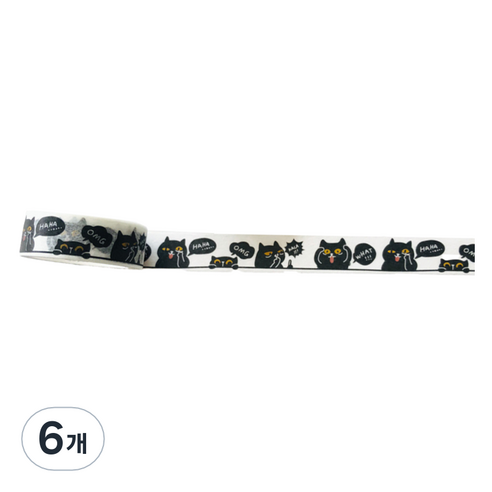 특별한상점 DIY 다이어리꾸미기 테이프스티커, 검은 고양이, 6개