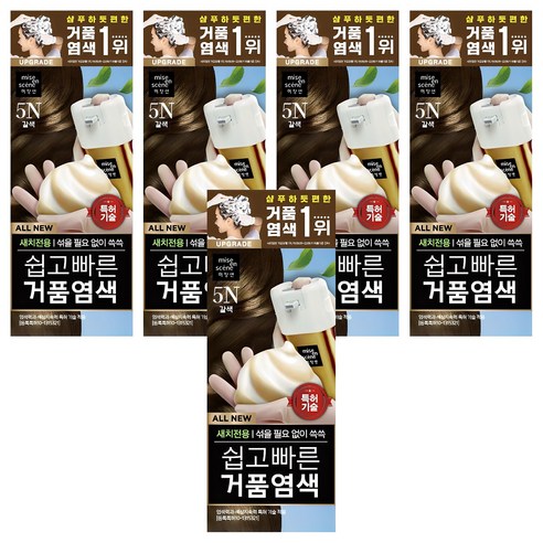 미쟝센 올뉴 쉽고 빠른 거품 염색제, 5N갈색, 5개