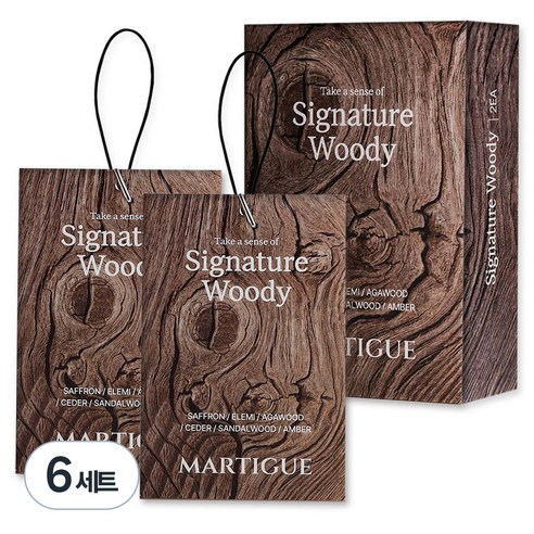 마르티그 퍼퓸 샤쉐 차량용 방향제 2p, 6세트, 시그니처 우디