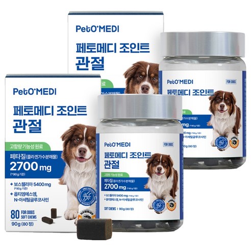 페토메디 강아지 관절영양제 동물임상원료 페타질 2700mg 보스웰리아 5400mg, 80정, 뼈/관절강화, 2개