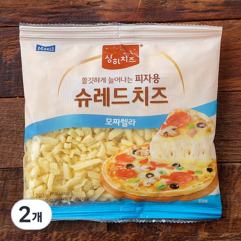 상하치즈 매일유업 모짜렐라 피자용 슈레드 치즈, 200g, 1개입, 2개