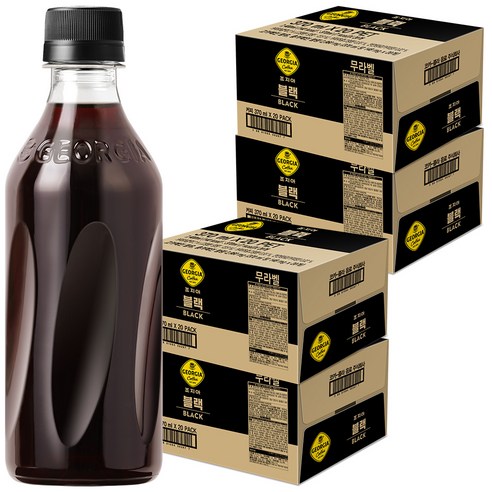 조지아 블랙 무라벨 커피, 370ml, 80개