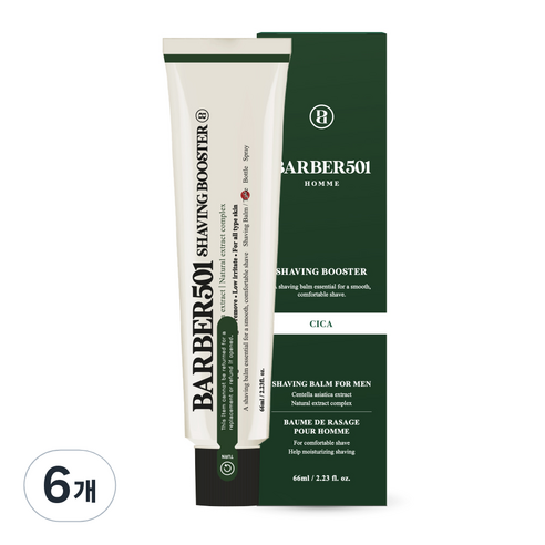 바버501 쉐이빙 부스터 면도 크림 그린, 66ml, 6개