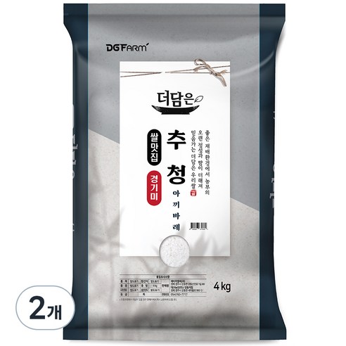 더담은 경기미 추청 아끼바레 쌀, 4kg, 2개