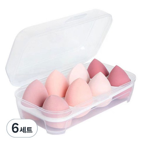 에이러블 B1754 메이크업 쿠션 퍼프 4종 x 2p + 케이스, 6세트, 핑크