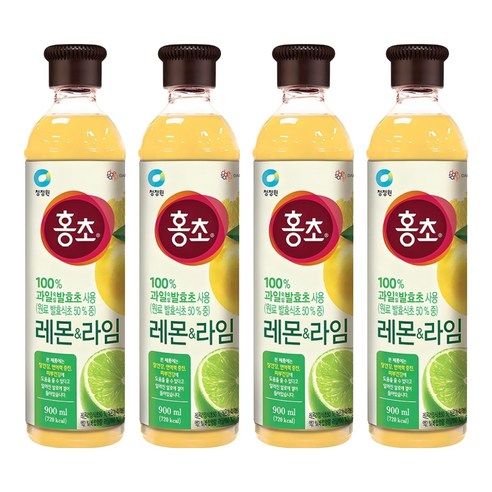 홍초 레몬&라임 음용식초, 900ml, 4개