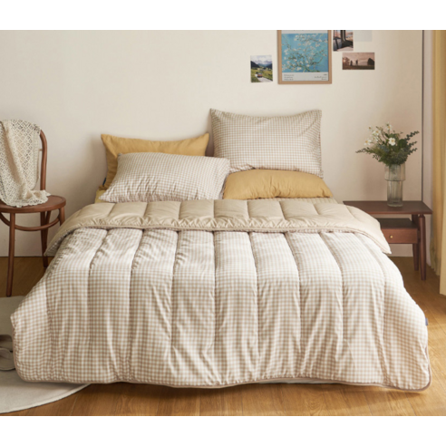 포근함이 일상으로, 쁘리엘르 데일리체크 항균 워싱 차렵 이불