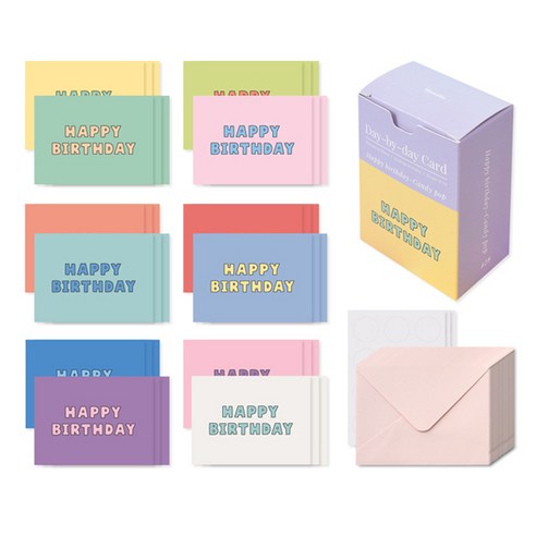 모노라이크 데이바이데이 카드 Happy birthday Candy pop 세트, 혼합색상, 1세트