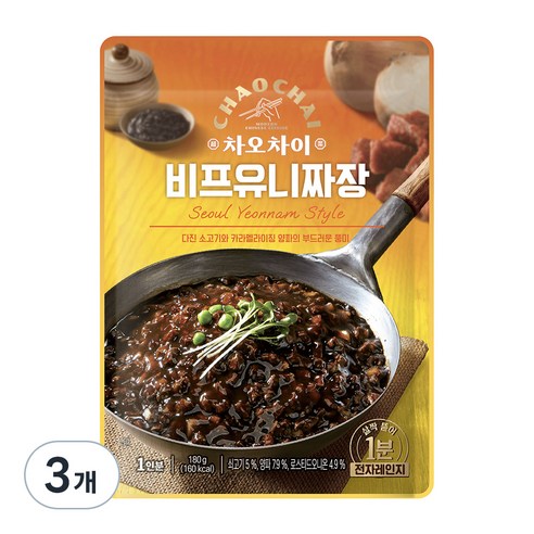 차오차이 비프 유니짜장, 180g, 3개