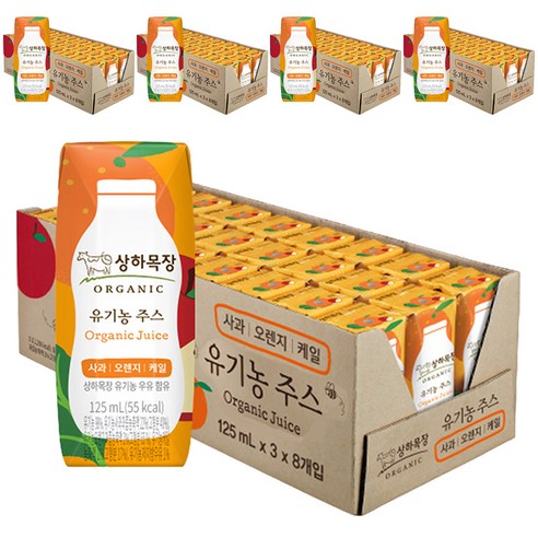 상하목장 유기농 주스 사과오렌지케일, 125ml, 120개