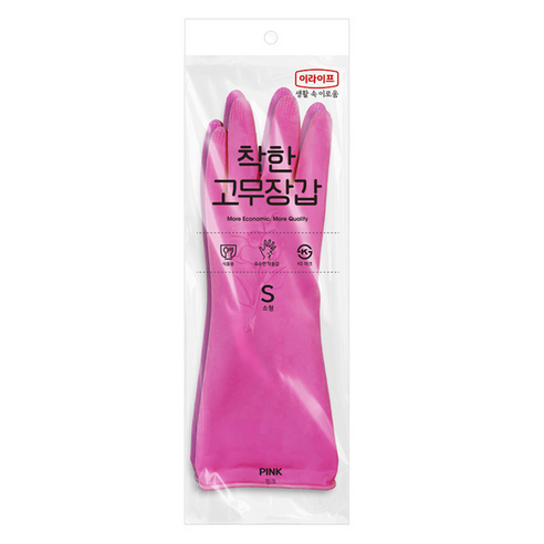 롯데이라이프 착한 고무장갑, 핑크, 소(S), 1세트