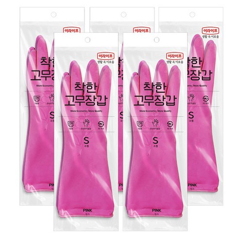 롯데이라이프 착한 고무장갑, 핑크, 소(S), 5세트