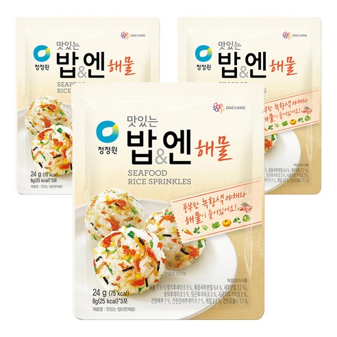 청정원 맛있는 밥 엔 해물 후리가케, 24g, 3개