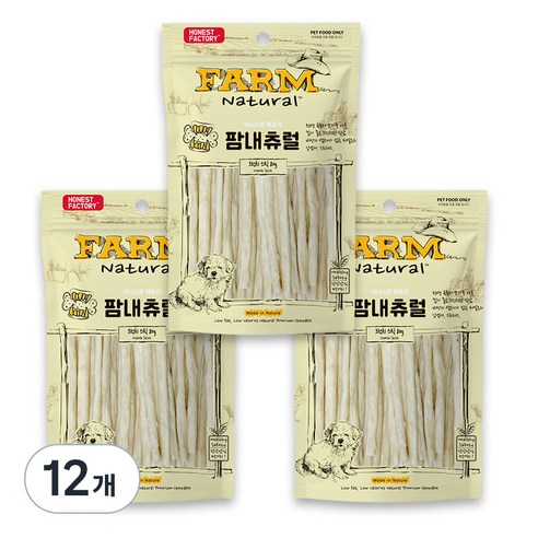 FARM 강아지 크런치앤츄이 스틱껌 간식, 우유맛, 80g, 12개