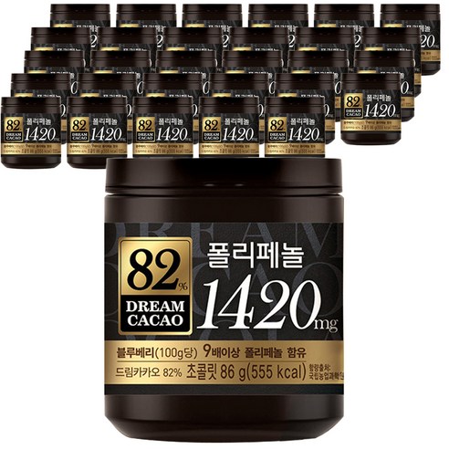 롯데제과 드림카카오 82% 폴리페놀 초콜릿, 86g, 30개