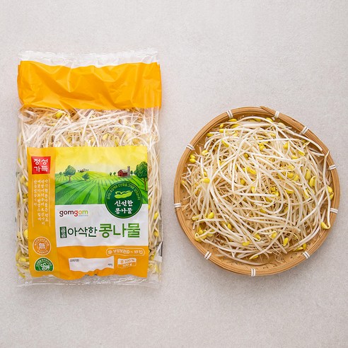 아삭한 식감으로 비빔밥 볼륨을 채워주는 콩나물 상품이며, 무침과 국으로도 돌려 쓰기 쉬워 장보기 효율이 좋습니다. - 1