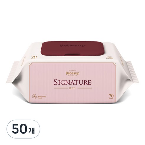 베베숲 시그니처 레드 유아물티슈 캡형, 80g, 70개입, 50개