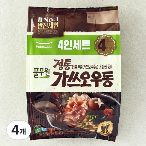 풀무원 정통 가쓰오 우동 4인분, 943.2g, 4개