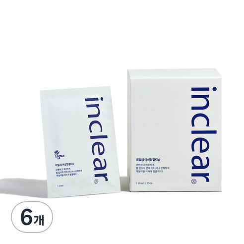 인클리어 데일리 여성 청결 티슈 25p, 150g, 6개