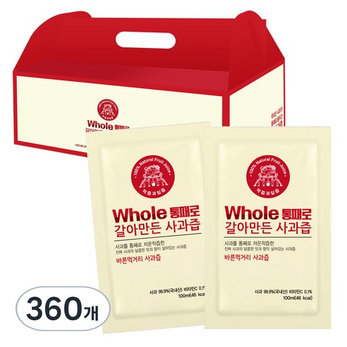 통째로 갈아만든 사과즙 일반파우치, 100ml, 360개