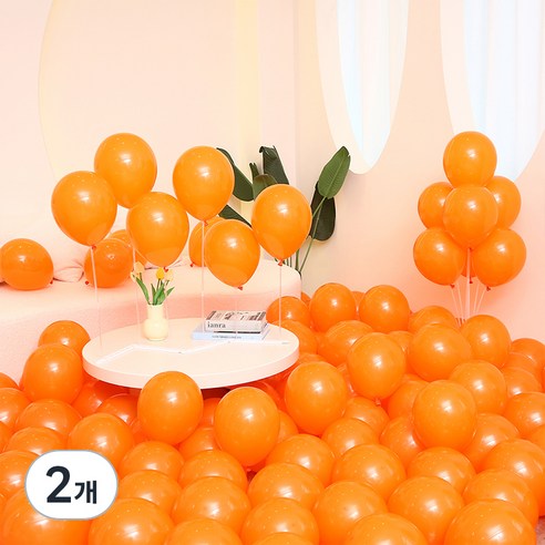 피앤비유니티 스탠다드 라운드 풍선 25cm 100p, 16 오렌지, 2개