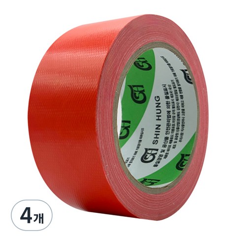 신흥테이프 면테이프 빨강 48mm x 25m, 4개