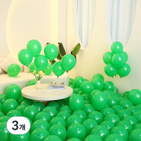 피앤비유니티 스탠다드 라운드 풍선 25cm 100p, 22 그린, 3개