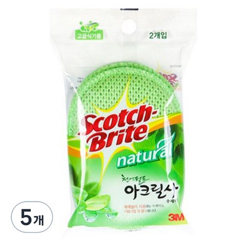 스카치브라이트 천연펄프 아크릴사 수세미, 2개, 5개