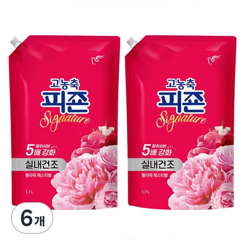 피죤 시그니처 실내건조 고농축 섬유유연제 플라워 페스티벌 리필, 1.7L, 6개