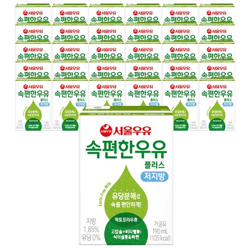 속편한 저지방 우유 플러스, 190ml, 96개