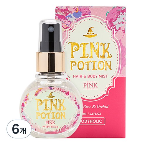 바디홀릭 핑크포션 바디미스트 로즈 앤 오키드향, 50ml, 6개