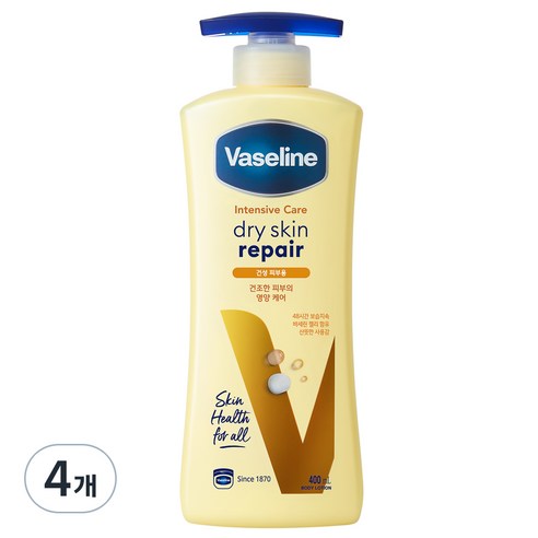 바세린 인텐시브 케어 드라이 스킨 리페어 바디로션, 400ml, 4개