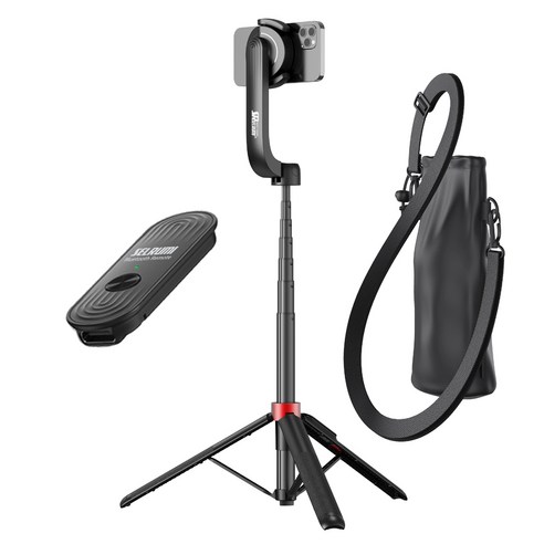 셀루미 N52 맥스트롱 맥세이프 셀카봉 삼각대 130cm, SEL-MGS1350M, 블랙 + 레드, 1개