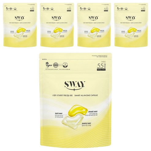 스웨이 식기세척기 액체캡슐 세제 55p, 440g, 5개