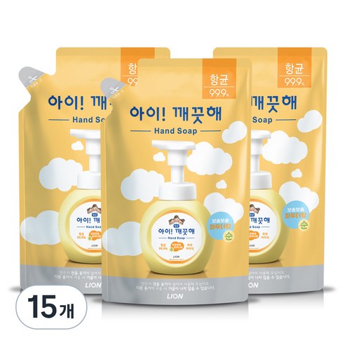 아이깨끗해 순 핸드워시 파우더향 리필용, 450ml, 15개