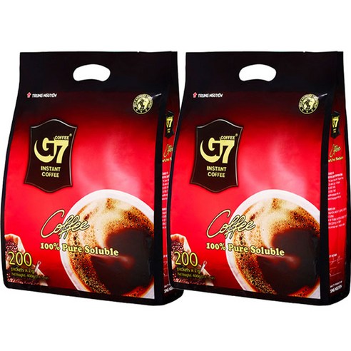 G7 퓨어 블랙 커피 수출용 2g, 200개입, 2팩