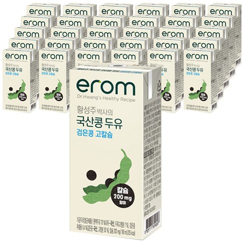 이롬 황성주 국산콩 검은콩 고칼슘 두유, 190ml, 48개