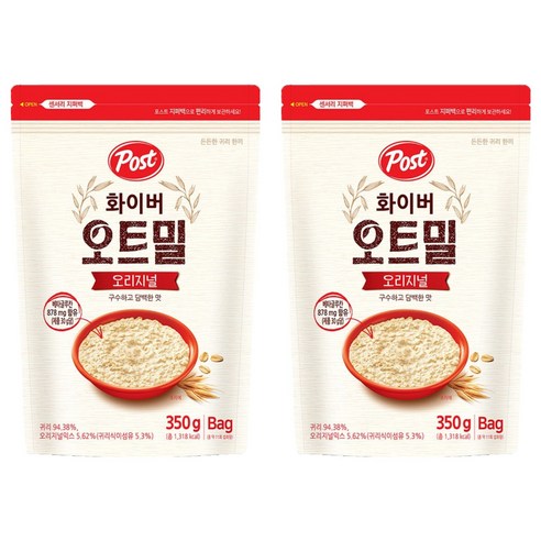 포스트 화이버 오트밀 오리지널 시리얼, 2개, 350g