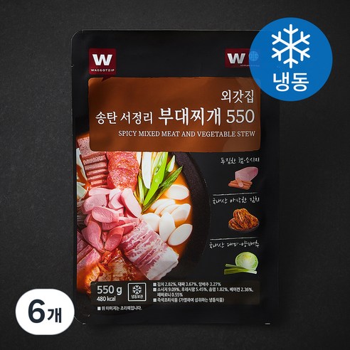 외갓집 송탄 서정리 부대찌개 550 (냉동), 550g, 6개