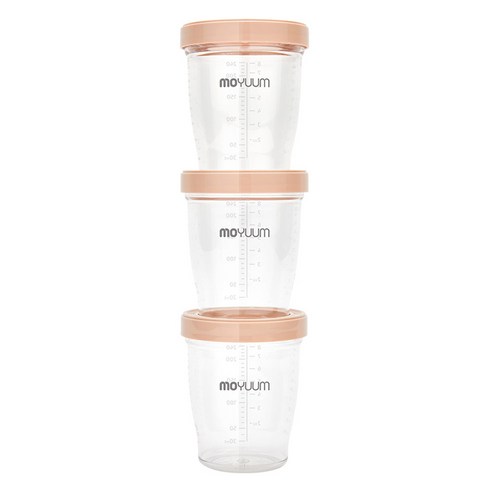 모윰 트라이탄 이유식 용기, 테라코타, 3개, 240ml