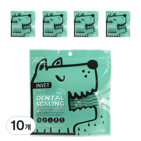인벳 강아지 프리미엄 스케일링 덴탈껌 75g, 유산균, 10개