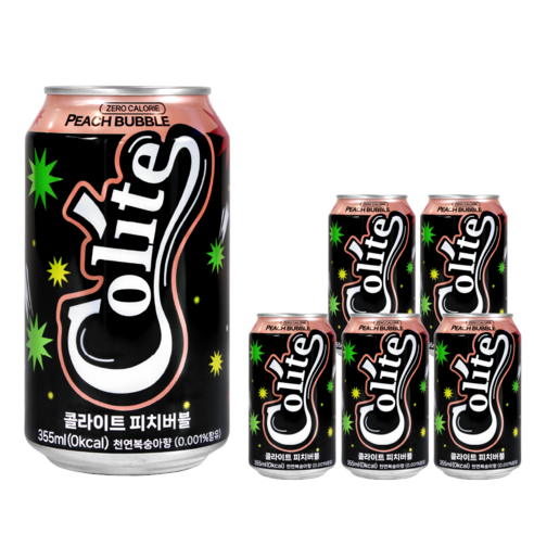 콜라이트 제로콜라 피치버블, 355ml, 6개