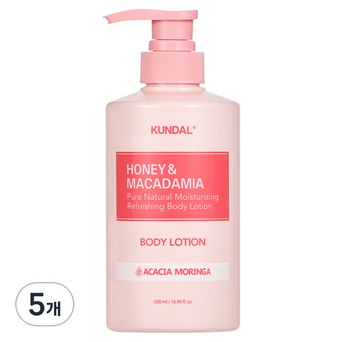 쿤달 허니 앤 마카다미아 퓨어 바디로션 아카시아 모링가 향, 500ml, 5개