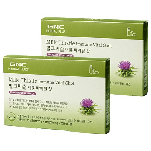 GNC 밀크씨슬 이뮨 바이탈 샷 7p, 147g, 2개