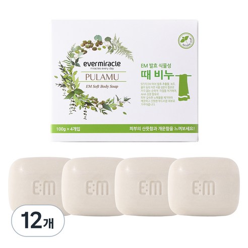 에버미라클 EM 발효 식물성 때비누, 100g, 12개