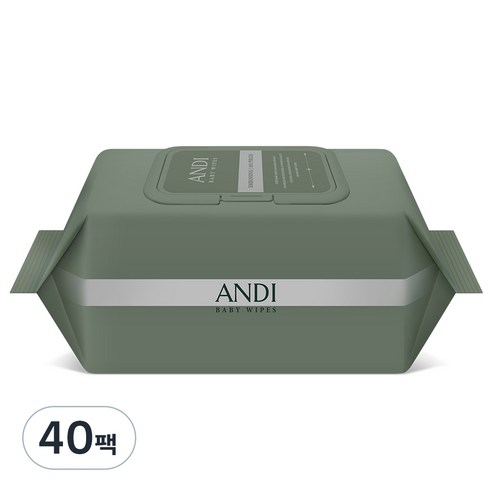 안디 시그니처 저자극 대용량 아기물티슈 캡형 50평량, 50g, 102개입, 40개