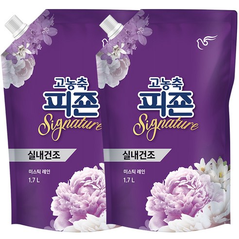 피죤 고농축 시그니처 섬유유연제 미스틱레인 리필, 1.7L, 2개