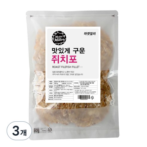 마켓밀러 맛있게 구운 쥐치포, 500g, 3개