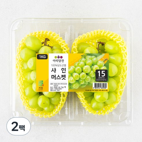 아리당찬 당도선별 샤인머스캣, 1kg, 2팩